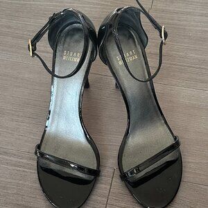 Stuart Weitzman Nudist Heel Black Patent Leather Size Size 8.5